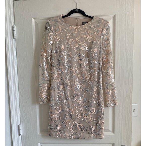 Vince Camuto Floral Embroidered Sheath Dress - Size 10P - Petite - Picture 3 of 7